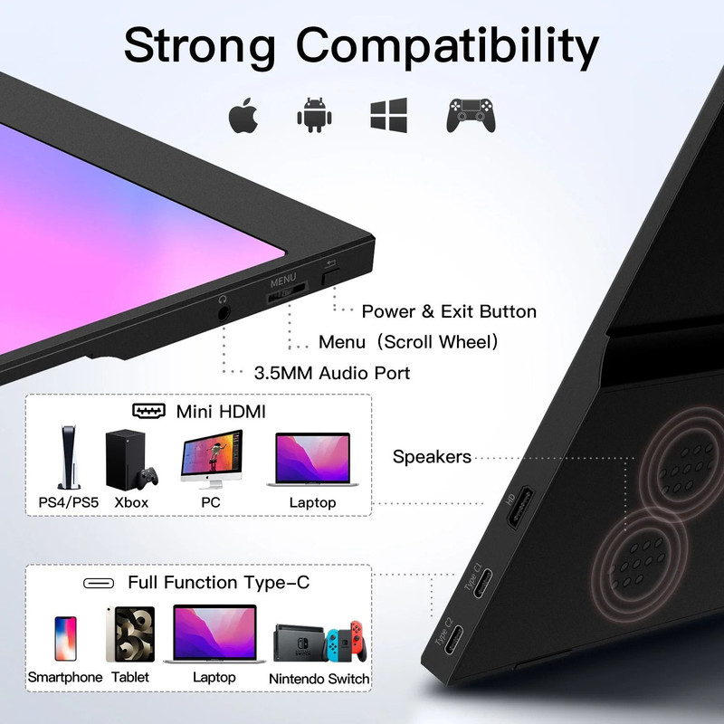 156 Inch Portable Monitor USB C HDMI 1