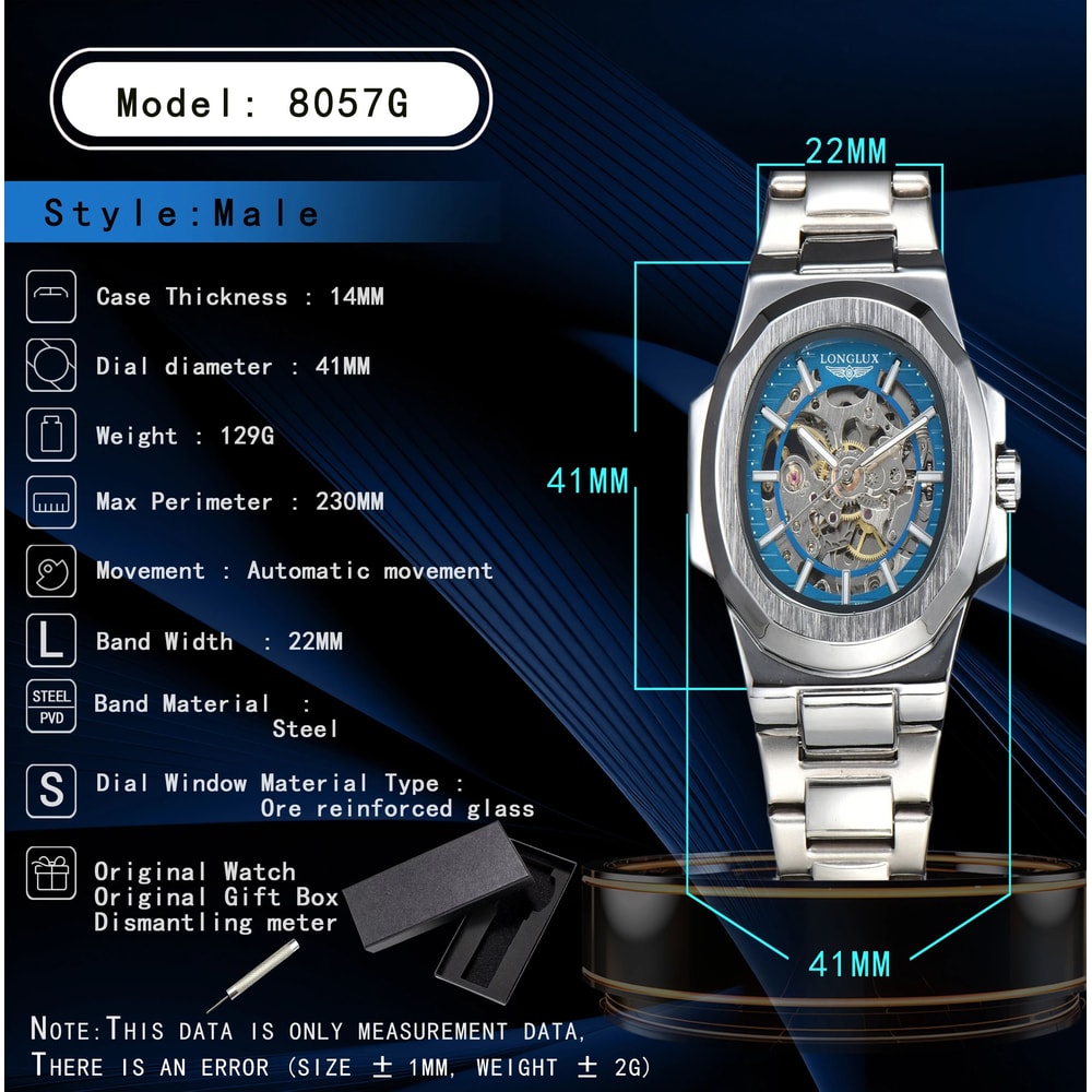 LONGLUX Men Automatic Mechanical Watch 4