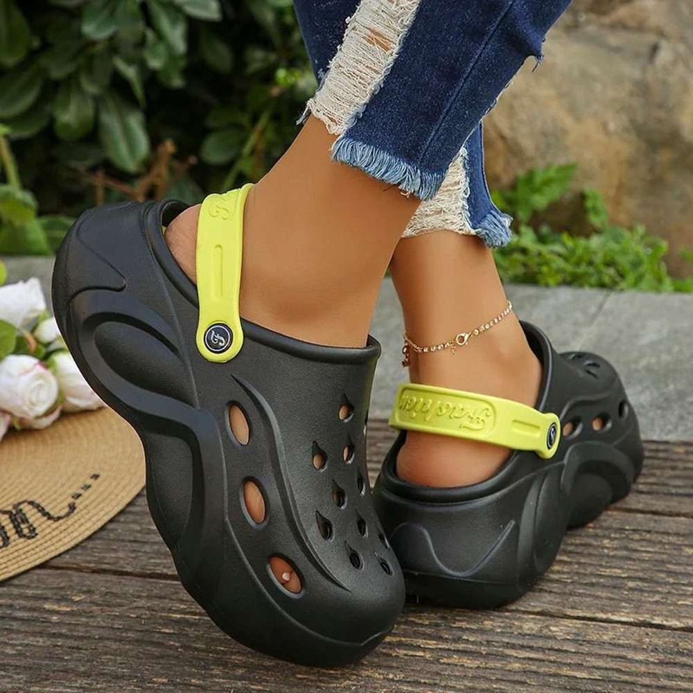 Chunky Platform Clogs Sandals Women Summer Soft Thick Bottom Beach Garden Shoes Non Slip Eva Wedge 4
