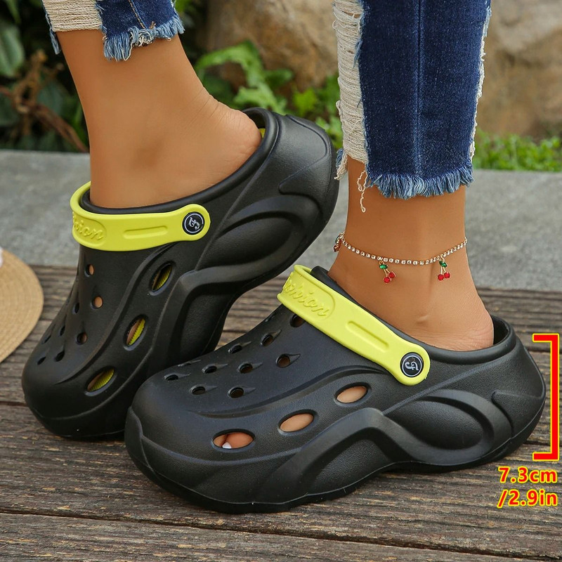 Chunky Platform Clogs Sandals Women Summer Soft Thick Bottom Beach Garden Shoes Non Slip Eva Wedge 7