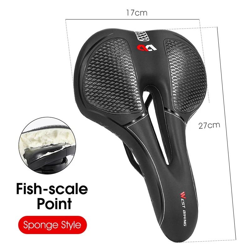 West Biking MTB Bike Bicycle Saddle Rail Hollow Breathable Absorption Rainproof Comfortable Sponge 16