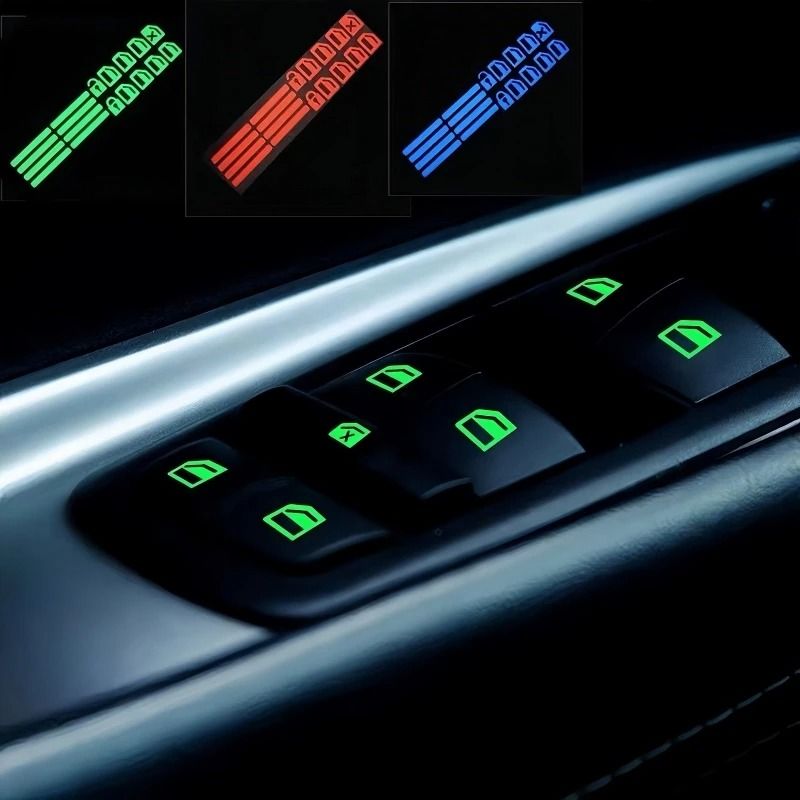 18 Piece Car Function Button Fluorescent Stickers Waterproof Wear Resistant Interior Decoration Set 0