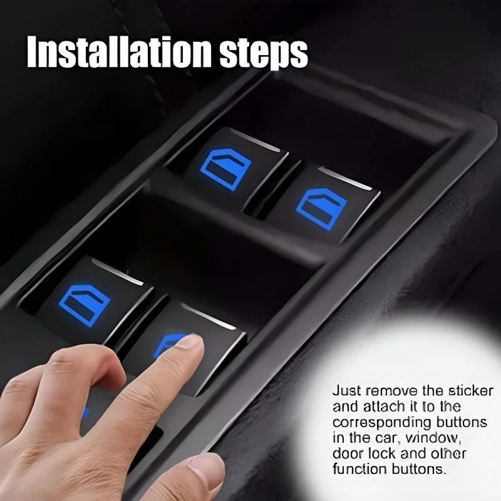18 Piece Car Function Button Fluorescent Stickers Waterproof Wear Resistant Interior Decoration Set 2