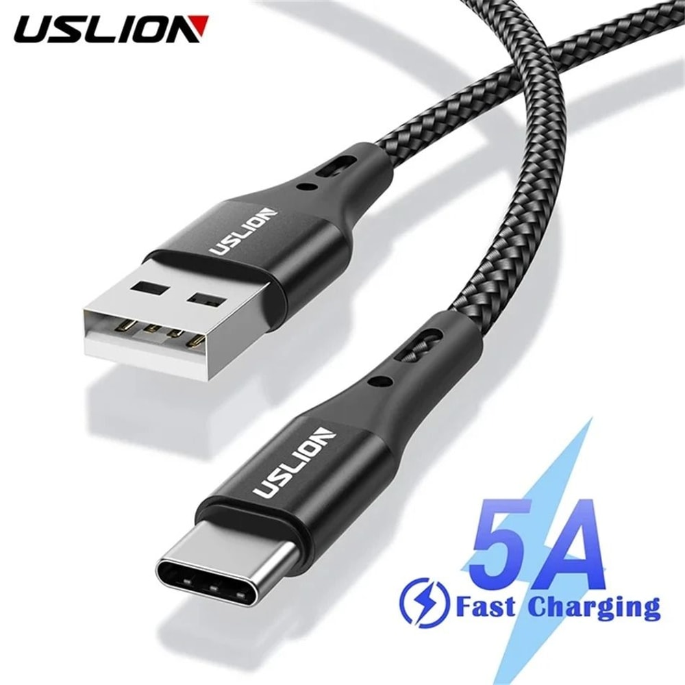USLION 5A USB Type C Fast Charging Cable For Samsung Xiaomi Mobile Phones 0