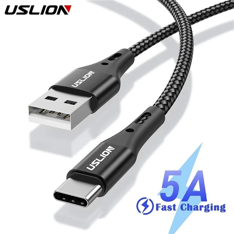 USLION 5A USB Type C Fast Charging Cable For Samsung Xiaomi Mobile Phones 0