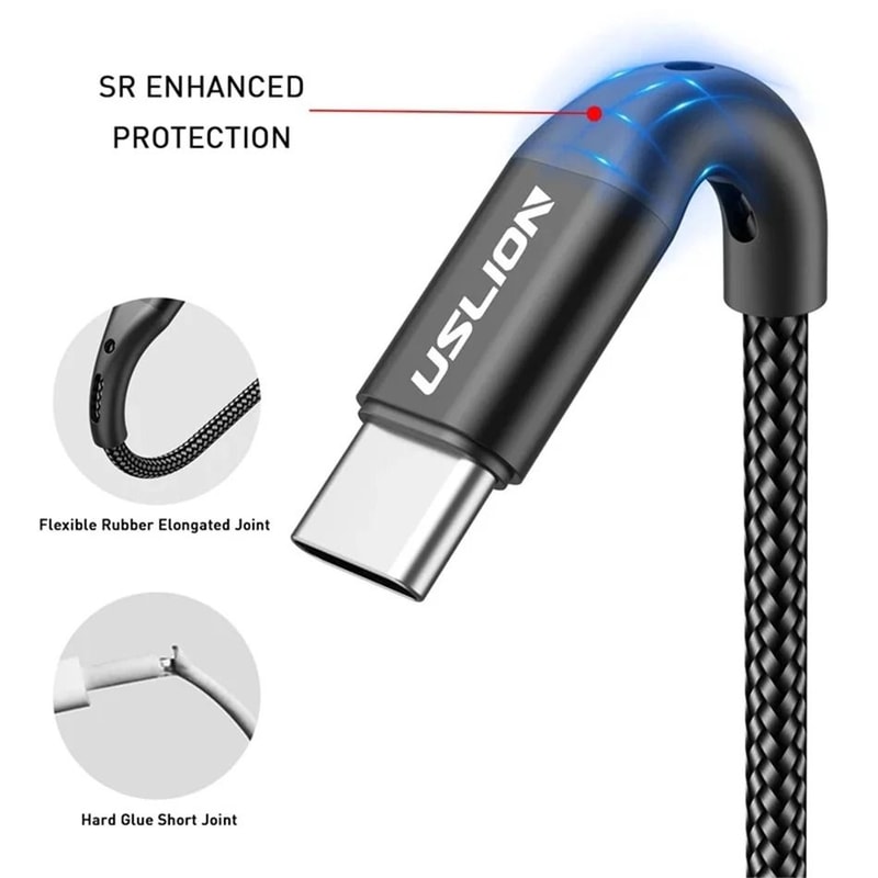 USLION 5A USB Type C Fast Charging Cable For Samsung Xiaomi Mobile Phones 1