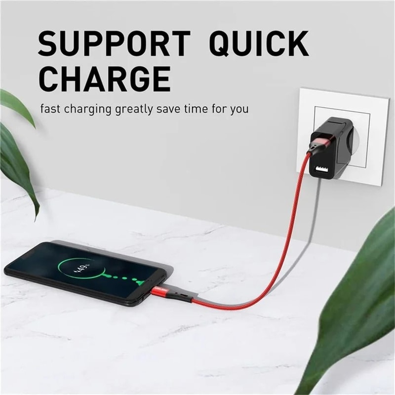 USLION 5A USB Type C Fast Charging Cable For Samsung Xiaomi Mobile Phones 2