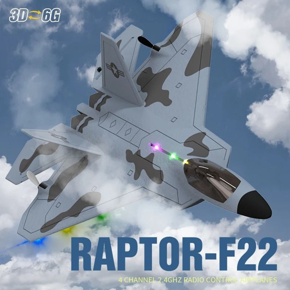 2024 F22S RC Airplane 24G 4 Channel Foam Warplane With LED And Gyroscope 1