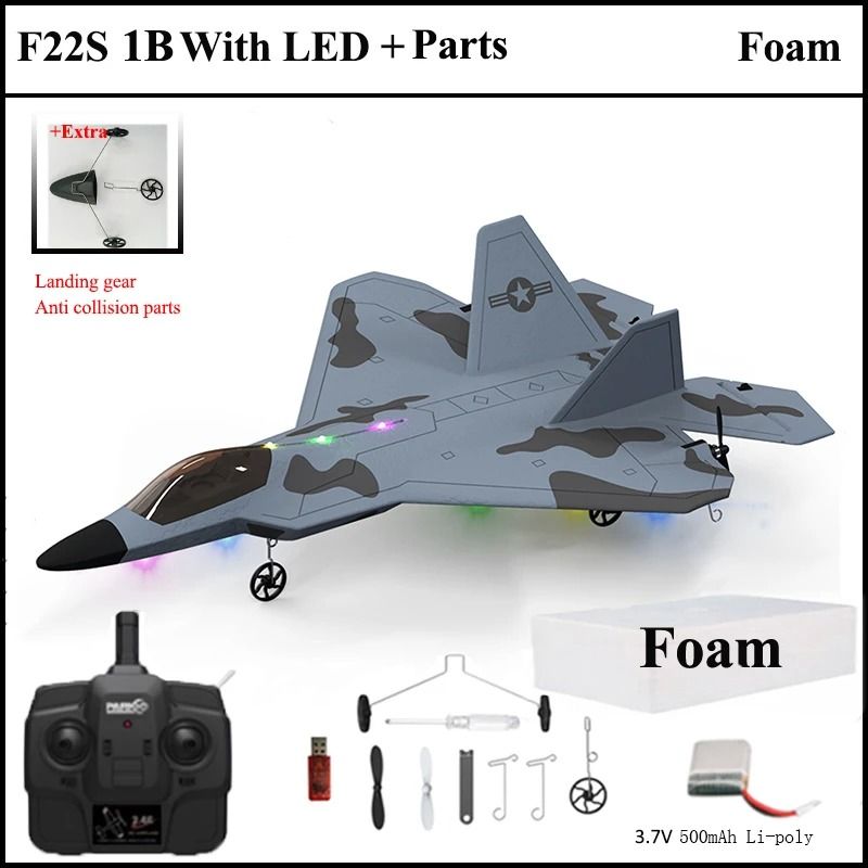 2024 F22S RC Airplane 24G 4 Channel Foam Warplane With LED And Gyroscope 14