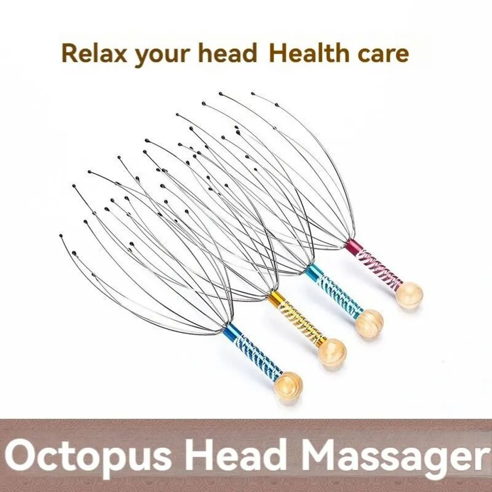 Octopus Head Massager Stainless Steel Engraved Relaxer For Scalp 0