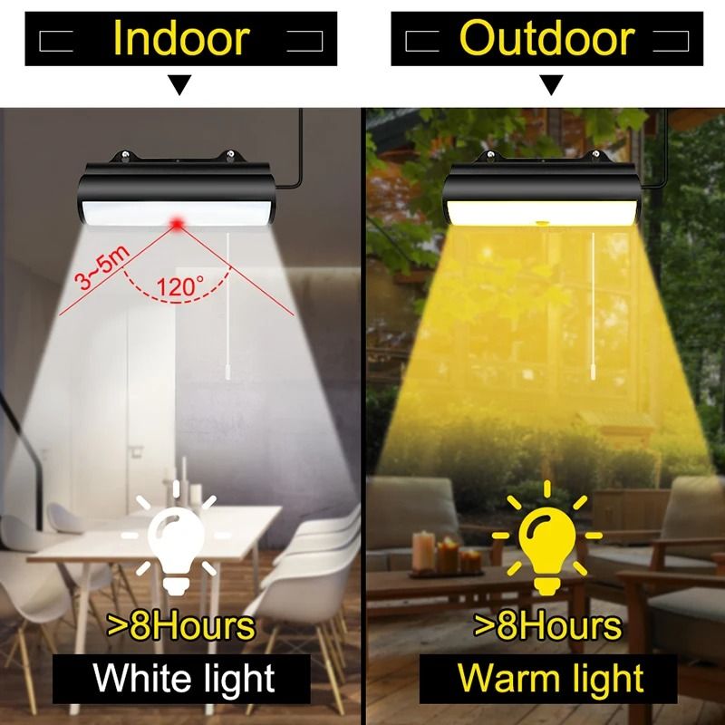 Upgraded Double Head Solar Pendant Light Motion Sensor LED Outdoor Light 2