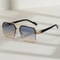Mens Metal Square Half Frame Sunglasses Rice Nail Accent 0