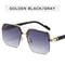 Mens Metal Square Half Frame Sunglasses Rice Nail Accent 10
