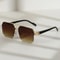 Mens Metal Square Half Frame Sunglasses Rice Nail Accent 1