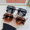 Mens Metal Square Half Frame Sunglasses Rice Nail Accent 4