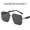 Mens Metal Square Half Frame Sunglasses Rice Nail Accent 6