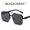 Mens Metal Square Half Frame Sunglasses Rice Nail Accent 7