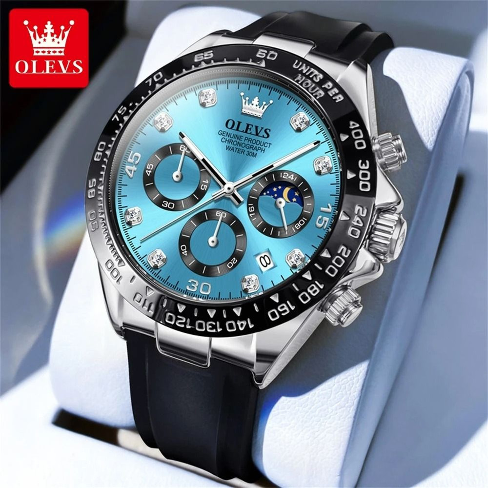 Olevs 2875 Luxury Men Watch Quartz Waterproof Luminous Sport Chronograph 0