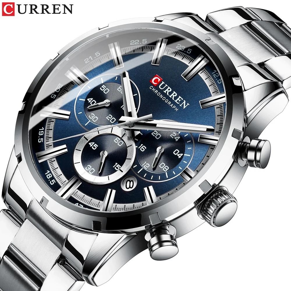 Curren Stainless Steel Chronograph Quartz Watch For Men With Water Resistant Design 0
