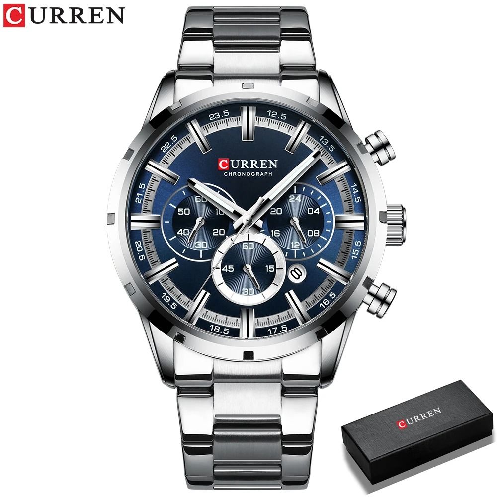 Curren Stainless Steel Chronograph Quartz Watch For Men With Water Resistant Design 1
