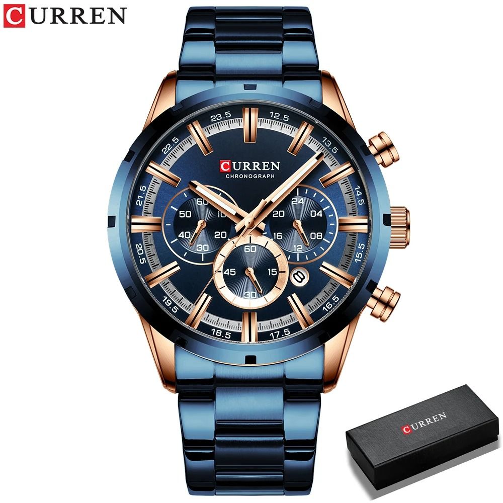 Curren Stainless Steel Chronograph Quartz Watch For Men With Water Resistant Design 11