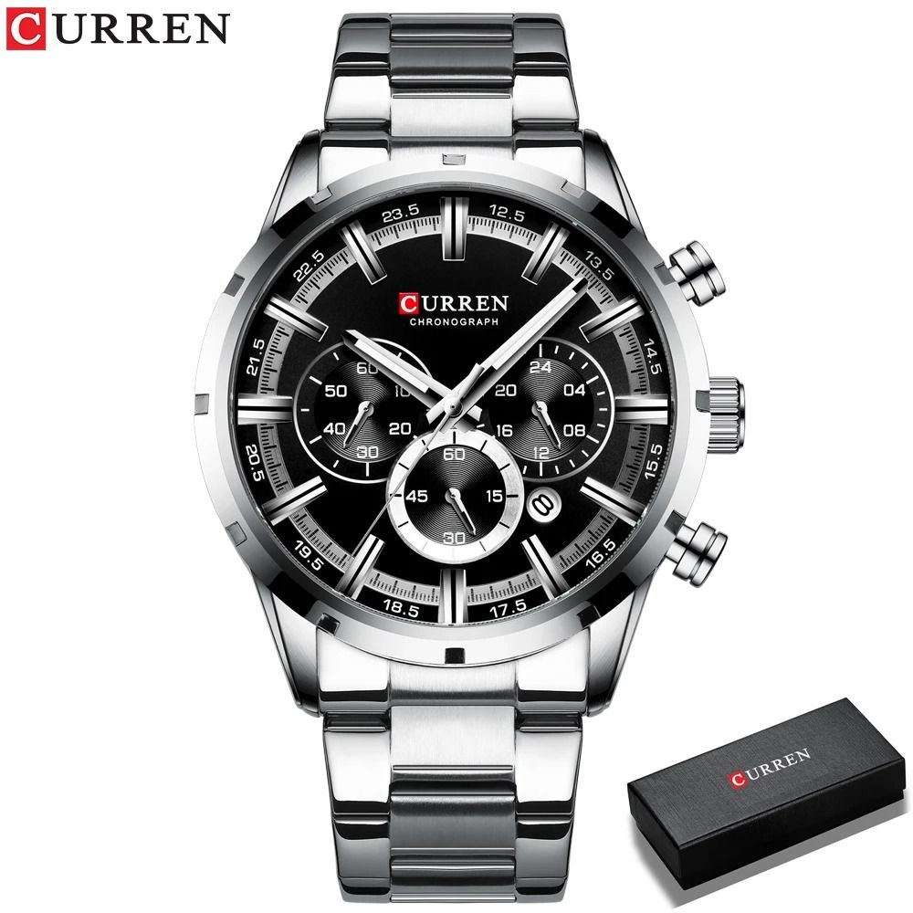 Curren Stainless Steel Chronograph Quartz Watch For Men With Water Resistant Design 14
