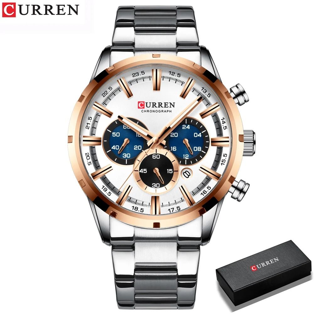 Curren Stainless Steel Chronograph Quartz Watch For Men With Water Resistant Design 15
