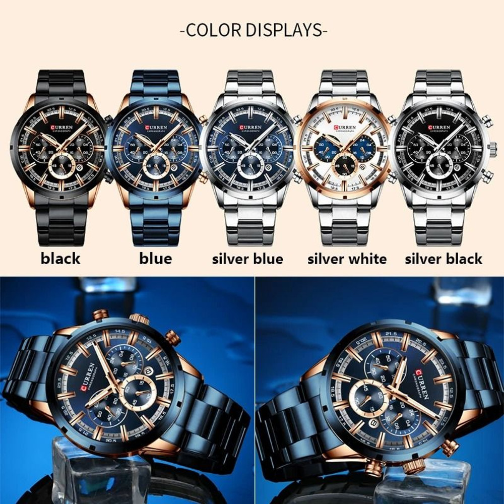 Curren Stainless Steel Chronograph Quartz Watch For Men With Water Resistant Design 5