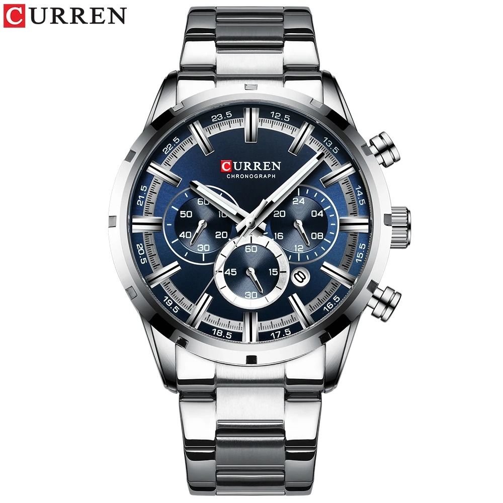 Curren Stainless Steel Chronograph Quartz Watch For Men With Water Resistant Design 8