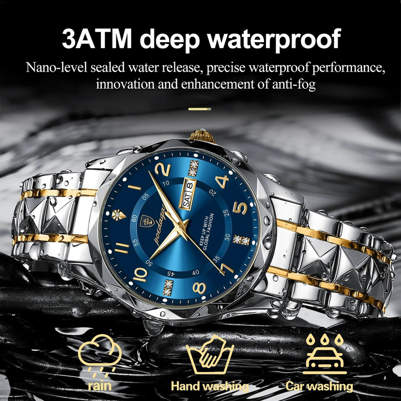 Poedagar Luxury Men Quartz Watch Waterproof Luminous Date Week 1