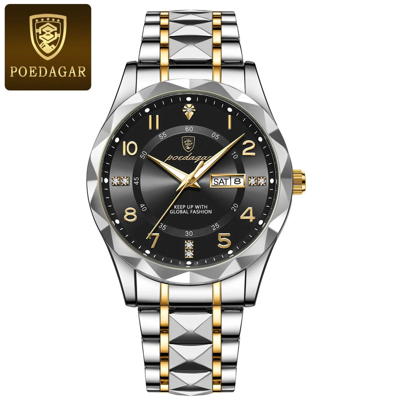 Poedagar Luxury Men Quartz Watch Waterproof Luminous Date Week 9