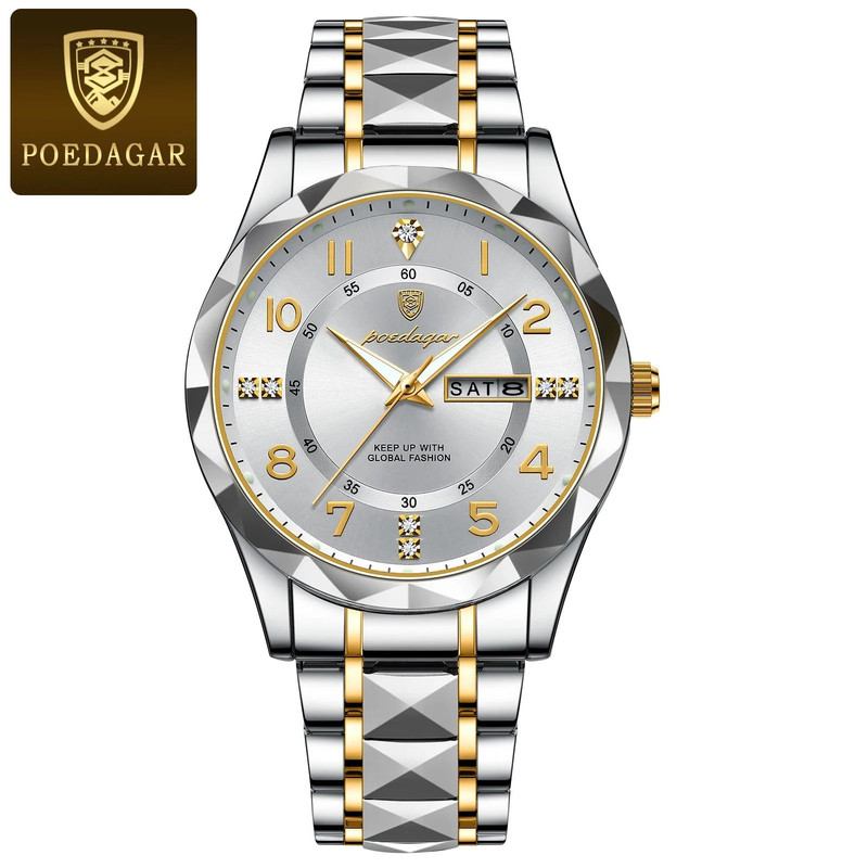 Poedagar Luxury Men Quartz Watch Waterproof Luminous Date Week 10
