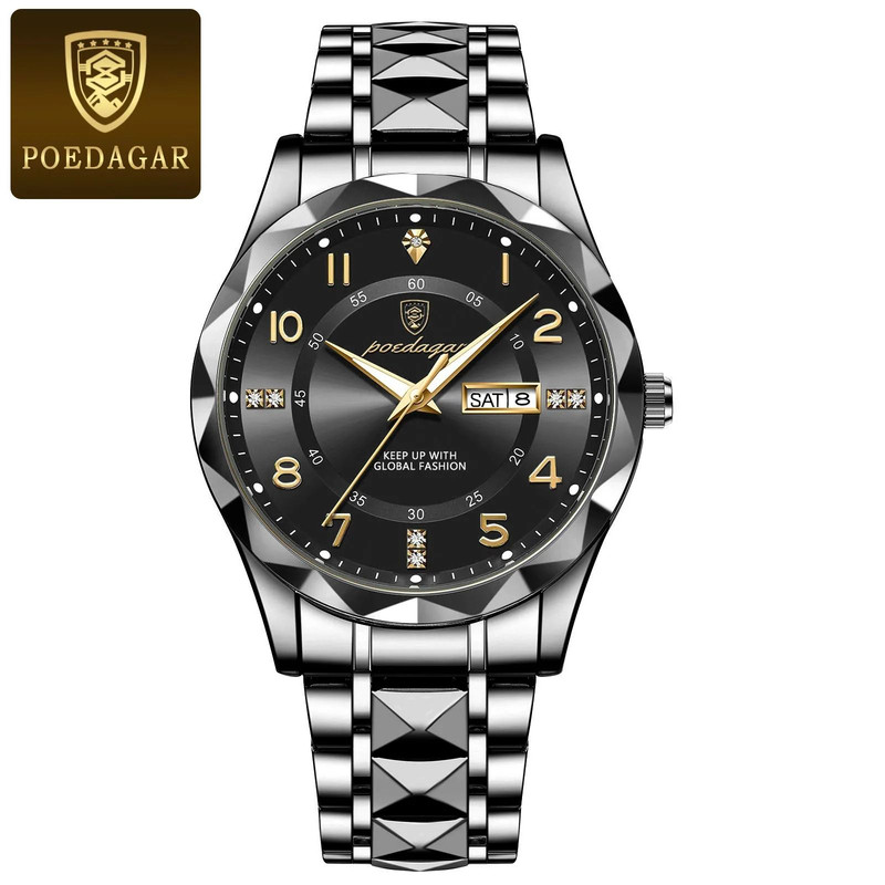 Poedagar Luxury Men Quartz Watch Waterproof Luminous Date Week 11