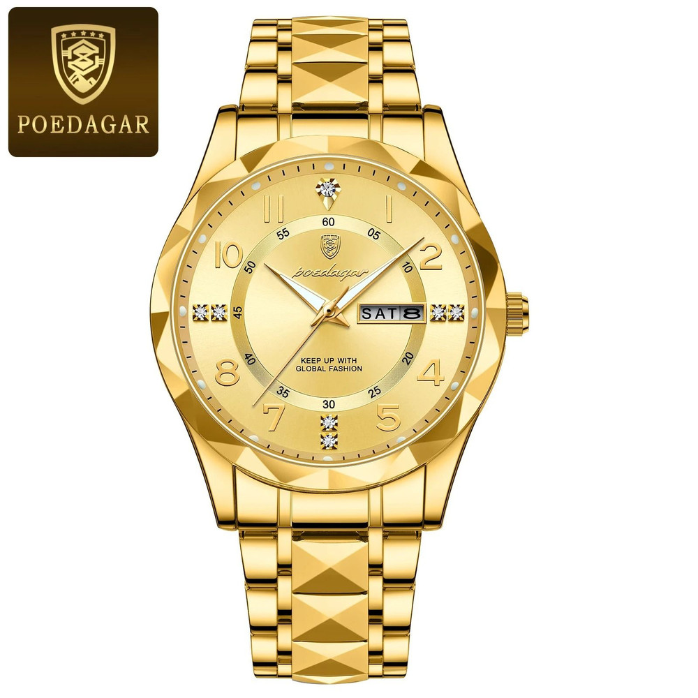Poedagar Luxury Men Quartz Watch Waterproof Luminous Date Week 12