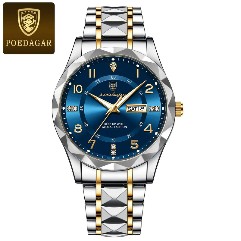 Poedagar Luxury Men Quartz Watch Waterproof Luminous Date Week 7
