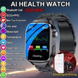 2025 ecg ppg smart watch with heart rate blood pressure lipids uric acid monitoring and bluetooth call