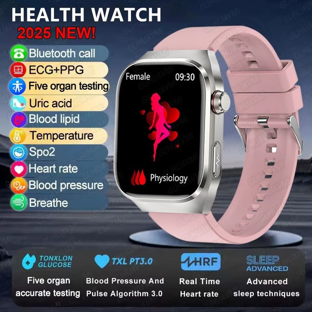 2025 ECG PPG Smart Watch With Heart Rate Blood Pressure Lipids Uric Acid Monitoring And Bluetooth C 7