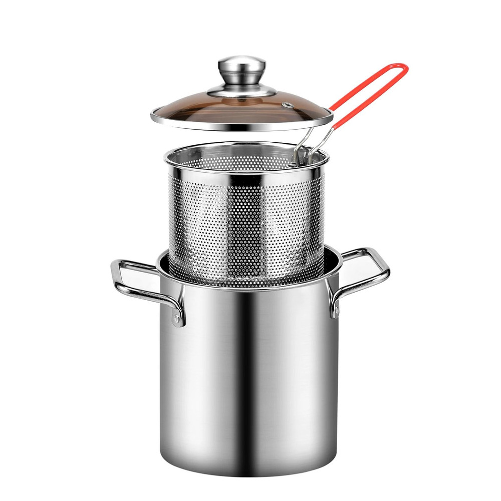 Stainless Steel Deep Frying Pot With Basket And Lid 6