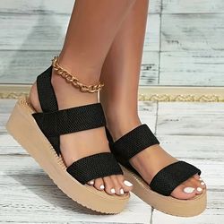 women minimalist wedge sandals platform ankle strap slingback