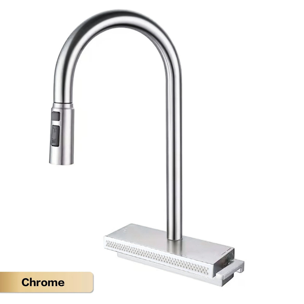 Luxury Gunmetal Brass LED Digital Display Kitchen Faucet Pull Out 9