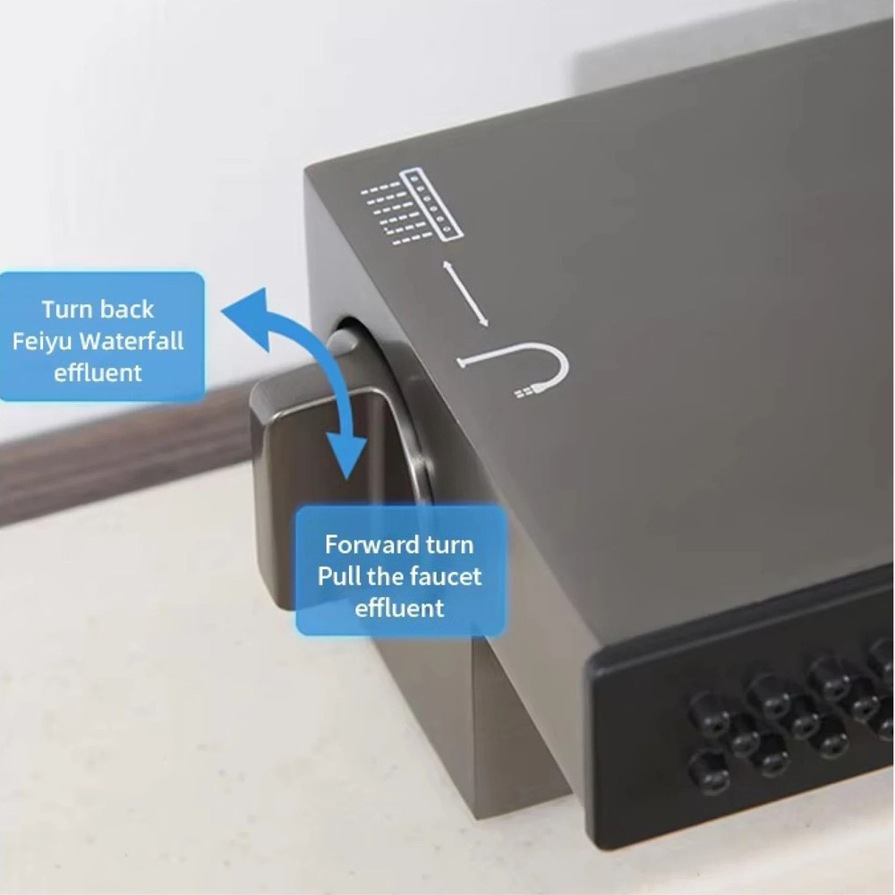 Luxury Gunmetal Brass LED Digital Display Kitchen Faucet Pull Out 3