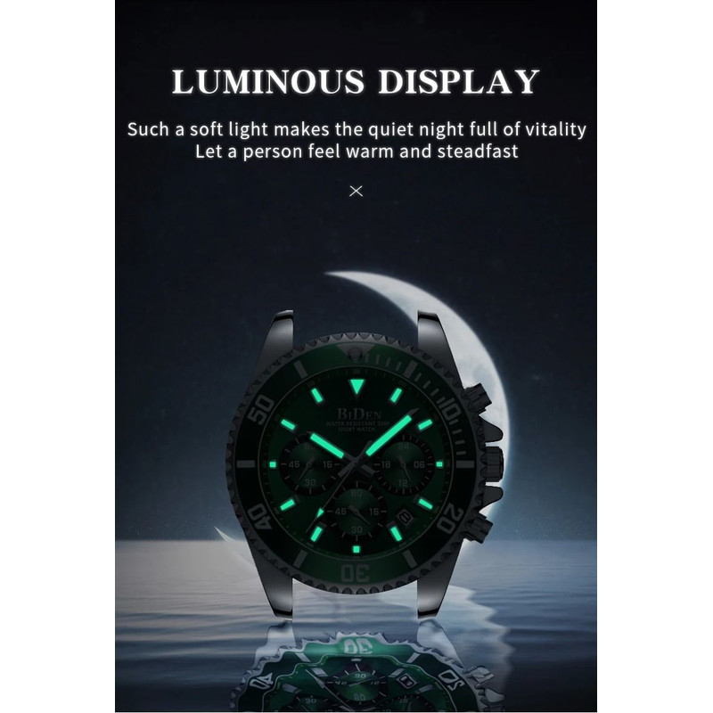 BIDEN Men Sports Chronograph Quartz Watch Waterproof 1