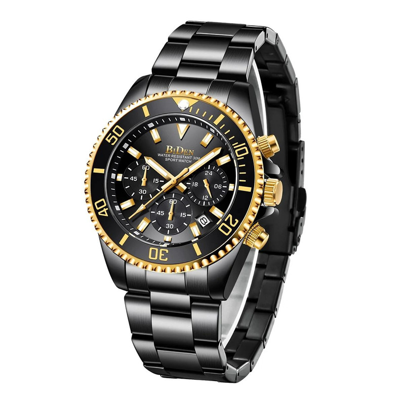 BIDEN Men Sports Chronograph Quartz Watch Waterproof 12