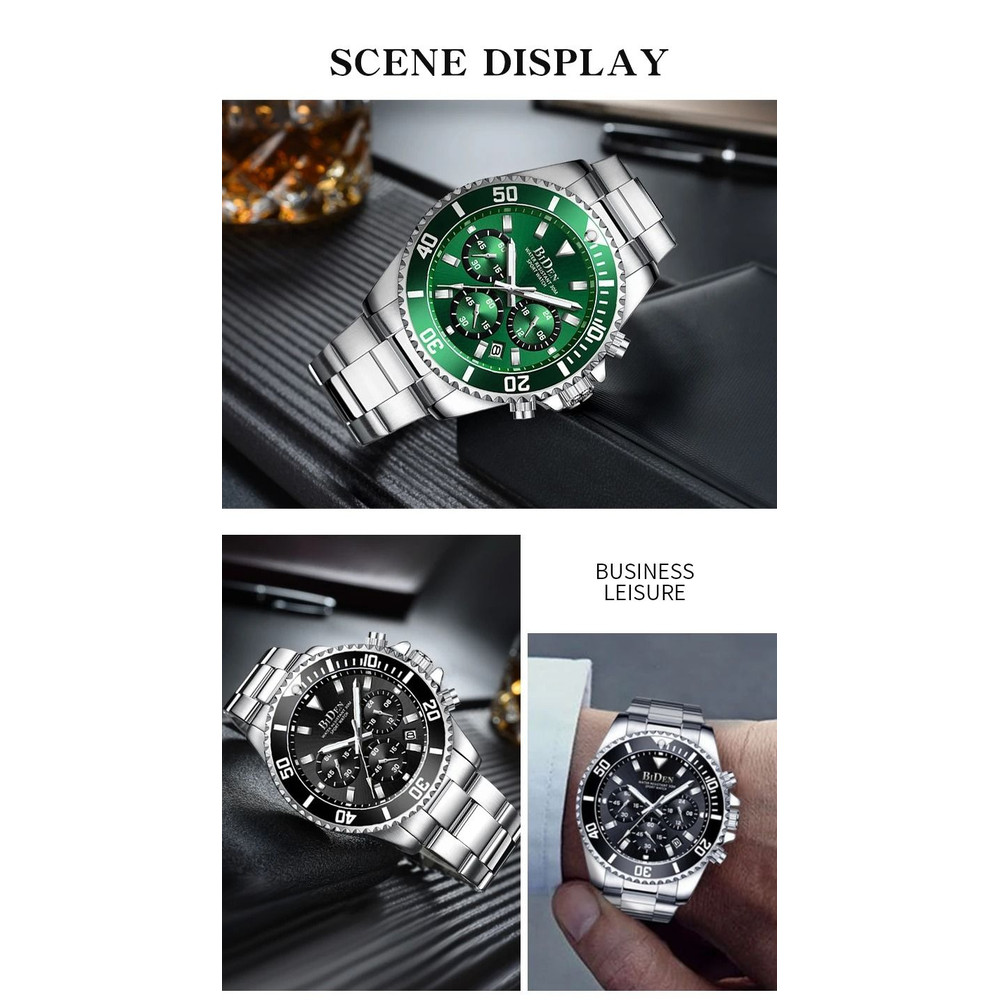 BIDEN Men Sports Chronograph Quartz Watch Waterproof 3