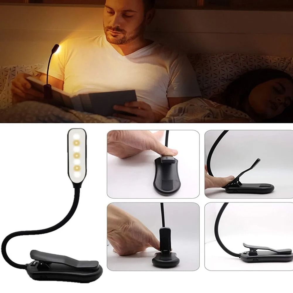 7 LED USB Rechargeable Book Light Warm Cool White 2