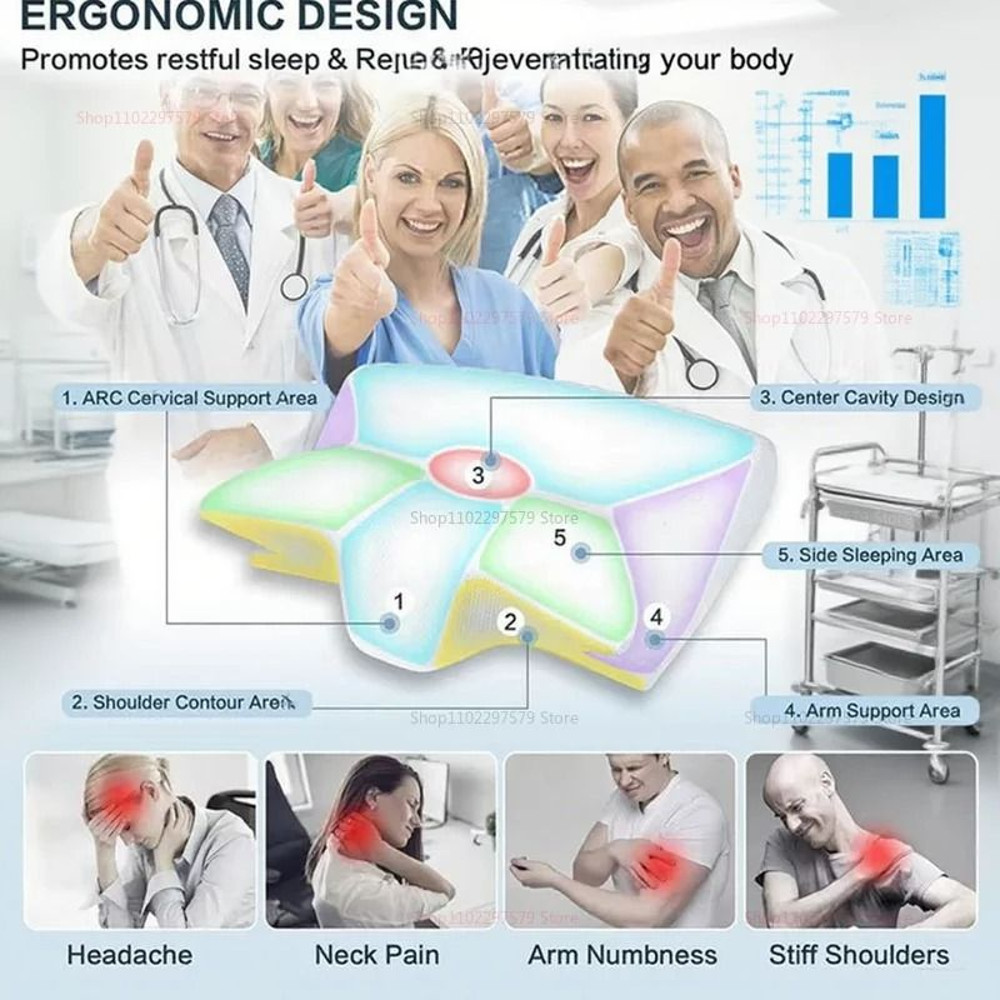 Cervical Support Pillow Memory Foam Neck Relief 4