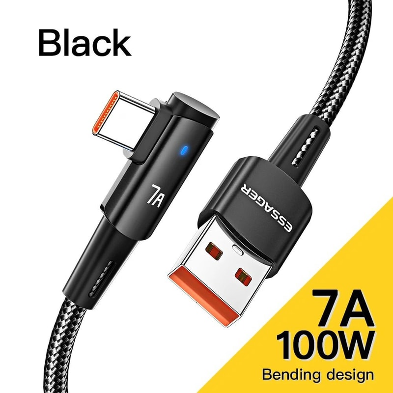 Essager 7A USB Type C Cable 90 Degree Fast Charging 6