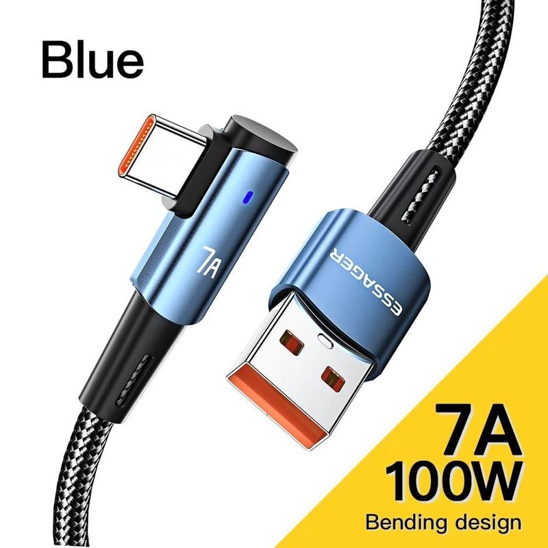 Essager 7A USB Type C Cable 90 Degree Fast Charging 7