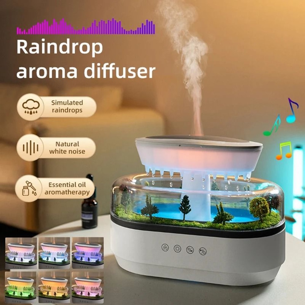 Raindrop Aroma Humidifier With Colorful Ambient Light 0