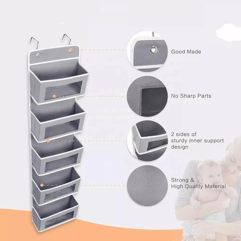 5 Shelf Hanging Storage Organizer With Large Pockets For Bedroom Bathroom And Closet 3